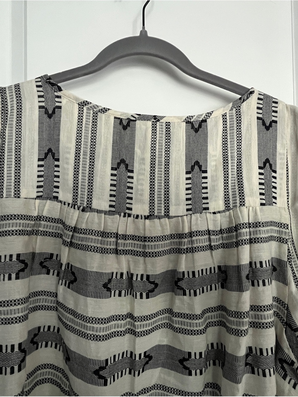 LOFT Navy and Cream Striped Flutter Sleeve Top - Picture 6 of 7